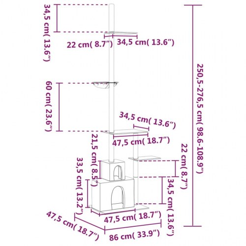Kradsetræ fra gulv til loft 250,5-276,5 cm mørkegrå