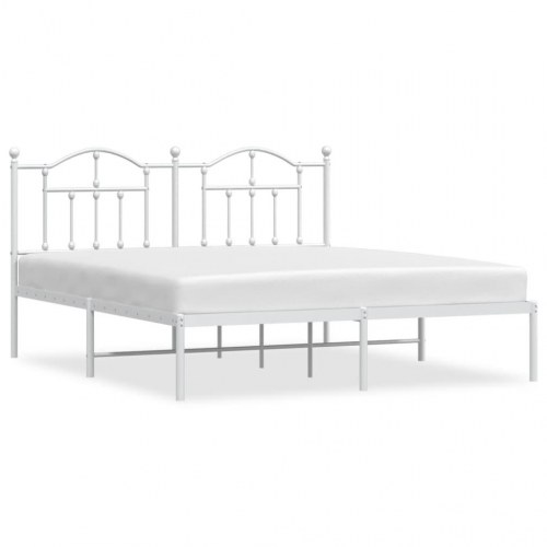 Sengeramme med sengegavl 180x200 cm metal - hvid
