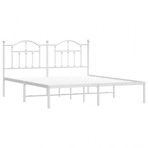 Sengeramme med sengegavl 180x200 cm metal - hvid