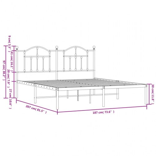 Sengeramme med sengegavl 180x200 cm metal - hvid