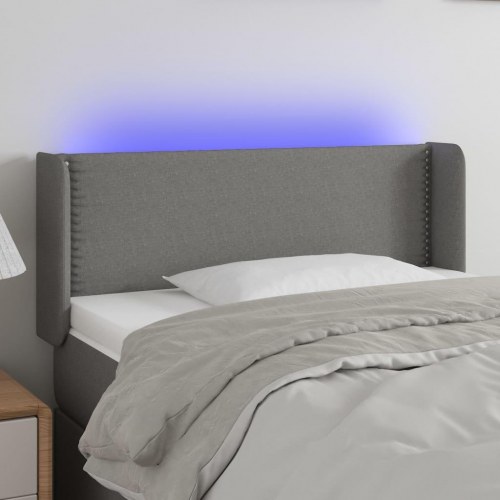 Sengegavl med LED-lys - mørkegrå, 83 x 16 x 78/88 cm