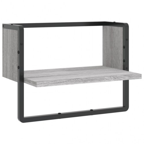 Væghylde med stang 40x25x30 cm grå sonoma-eg