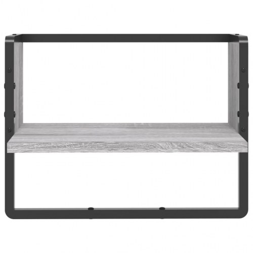 Væghylde med stang 40x25x30 cm grå sonoma-eg