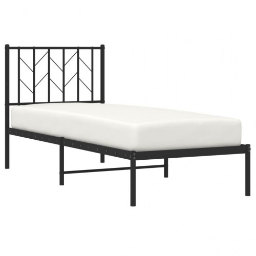 Sengeramme med sengegavl i metal - 75 x 190 cm, sort
