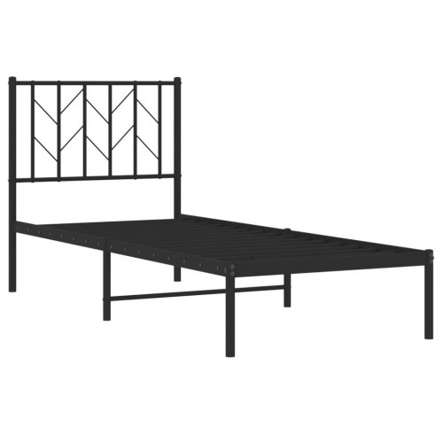 Sengeramme med sengegavl i metal - 75 x 190 cm, sort