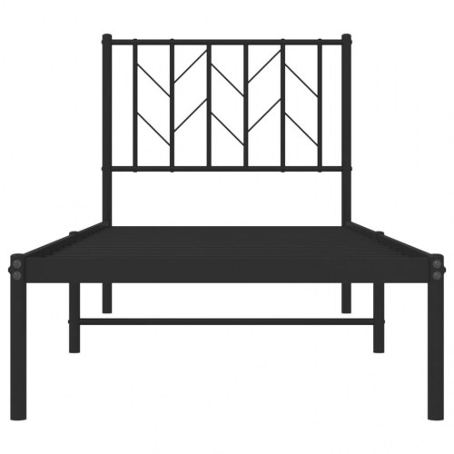 Sengeramme med sengegavl i metal - 75 x 190 cm, sort