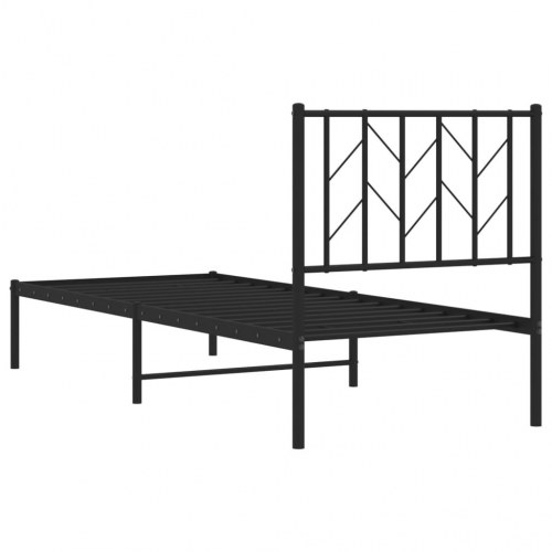 Sengeramme med sengegavl i metal - 75 x 190 cm, sort