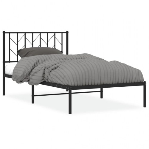 Sengeramme med sengegavl i metal - 100 x 190 cm, sort