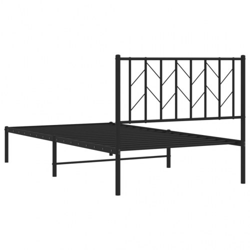 Sengeramme med sengegavl i metal - 100 x 190 cm, sort