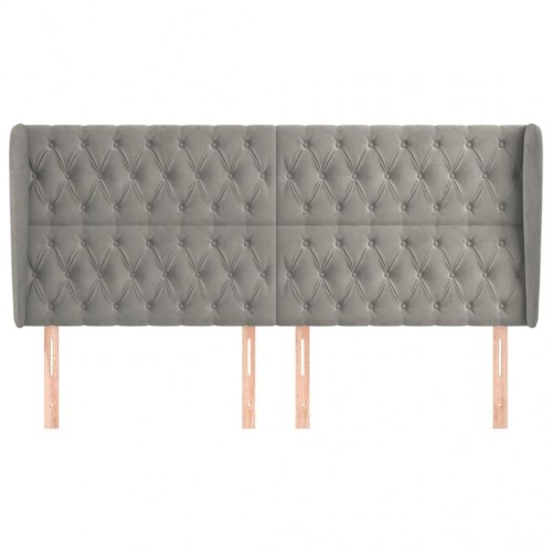 Sengegavl med kanter 203 x 23 x 118/128 cm fløjl - lysegrå