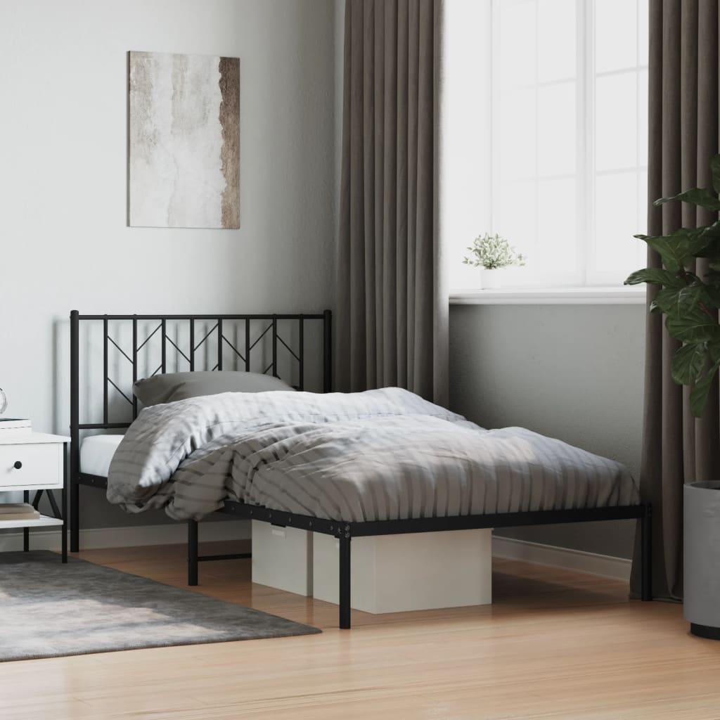 Sengeramme Med Sengegavl Metal - Sort / med hovedgærde / 107 x 203 cm