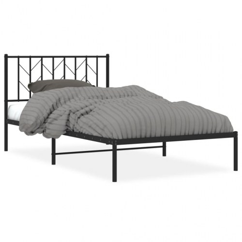 Sengeramme med sengegavl 107×203 cm - metal, sort