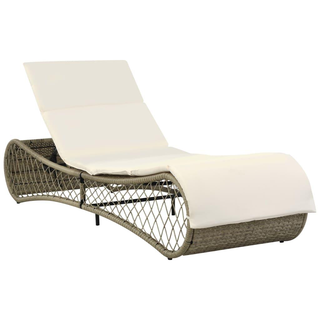 Liggestol Med Hynde Polyrattan Grå