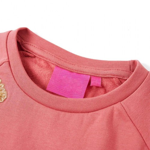 Sweatshirt til børn str. 116 - gammelrosa med paillet-giraf