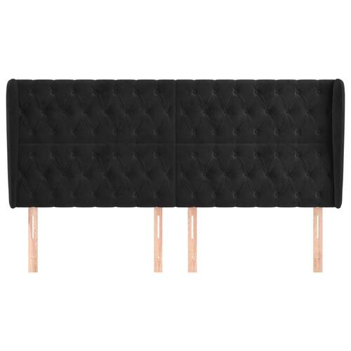 Sengegavl med kanter 203x23x118/128 cm fløjl sort