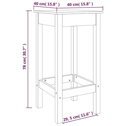 Barstole 2 stk. 40x40x78 cm massivt fyrretræ