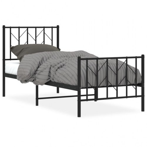 Sengeramme med sengegavl og fodgærde 80x200 cm metal sort