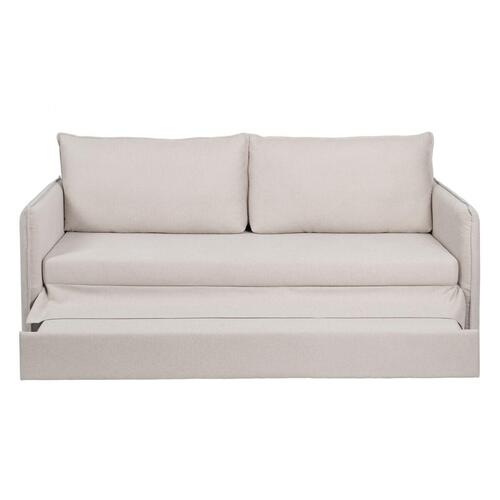 Sofa Beige Polyester Hør 210 x 93 x 95 cm
