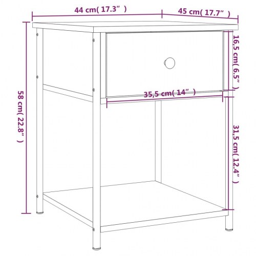 Sengebord 44x45x58 cm konstrueret træ sort