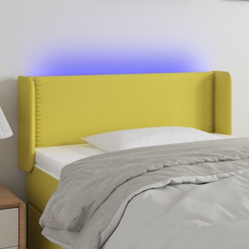 Sengegavl med LED-lys 83x16x78/88 cm stof grøn