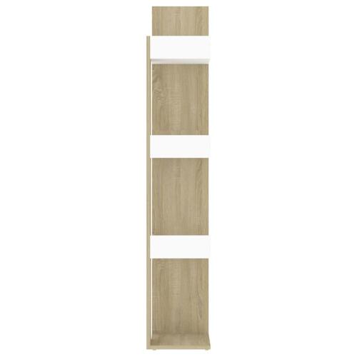 Bogskab 86x25,5x140 cm spånplade hvid og sonoma-eg