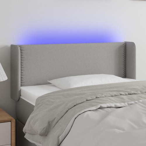 Sengegavl med LED-lys 93 x 16 x 78/88 cm - lysegrå