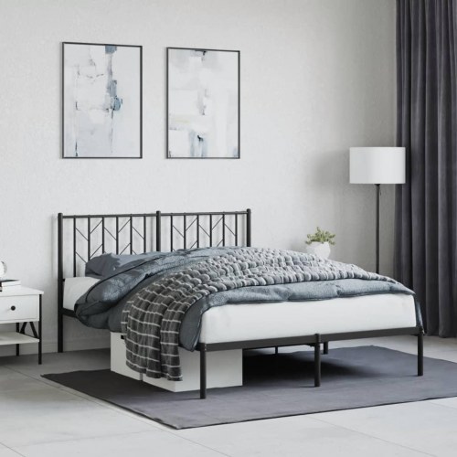 Sengeramme med sengegavl 140x200 cm metal sort