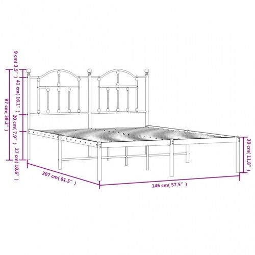 Sengeramme med sengegavl 140 x 200 cm metal - hvid