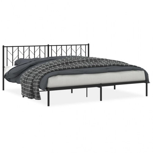 Sengeramme med sengegavl 200×200 cm - metal, sort