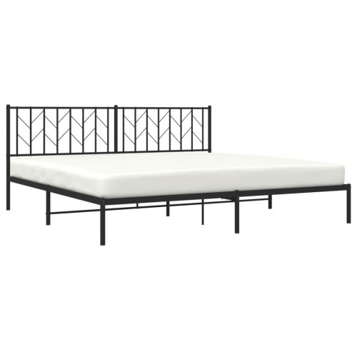 Sengeramme med sengegavl 200×200 cm - metal, sort