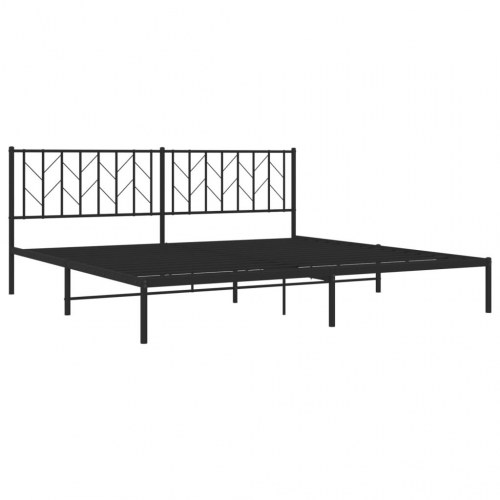 Sengeramme med sengegavl 200×200 cm - metal, sort