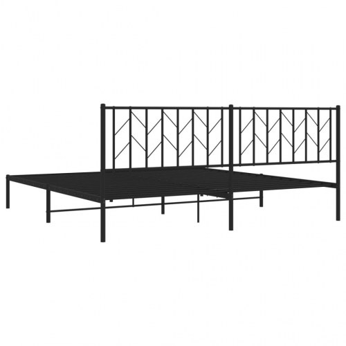Sengeramme med sengegavl 200×200 cm - metal, sort