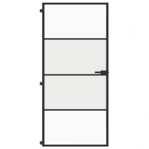 Dør 93x201,5 cm hærdet glas og aluminium sort