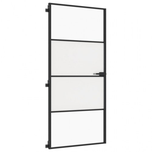 Dør 93x201,5 cm hærdet glas og aluminium sort