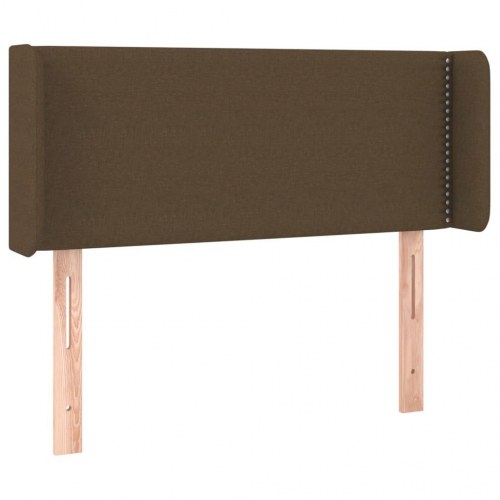 Sengegavl med LED-lys 93x16x78/88 cm stof mørkebrun