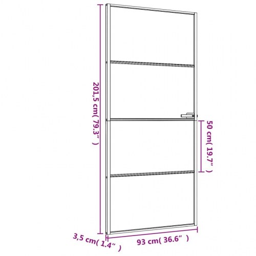 Dør 93x201,5 cm hærdet glas og aluminium sort