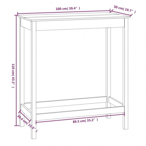 Barbord 100x50x110 cm massivt fyrretræ