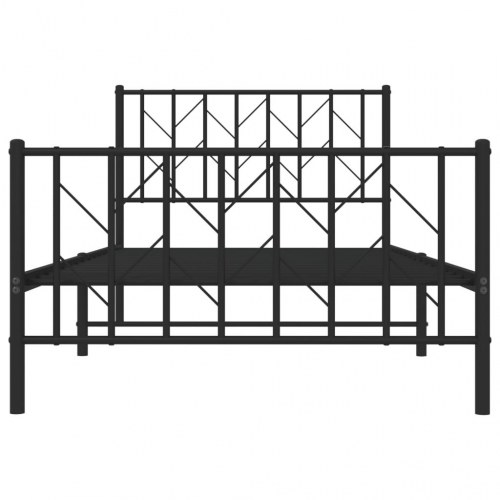 Sengeramme med sengegavl og fodgærde 100 x 200 cm - sort
