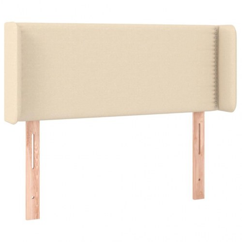 Sengegavl med LED-lys 93x16x78/88 cm stof cremefarvet