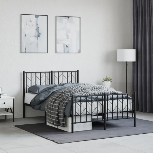 Sengeramme med sengegavl og fodgærde 120x190 cm metal sort