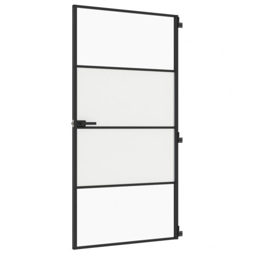 Glasdør 102,5×201,5 cm - hærdet glas og sort aluminium