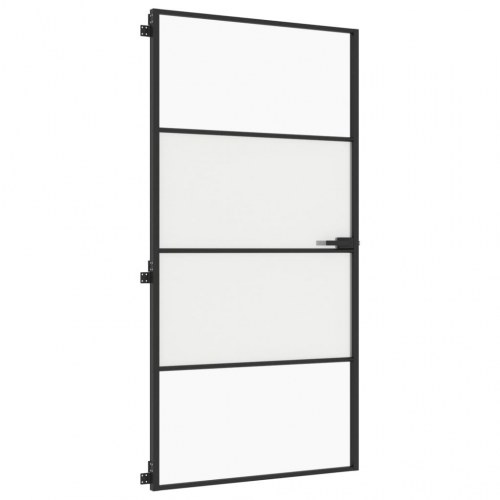 Glasdør 102,5×201,5 cm - hærdet glas og sort aluminium