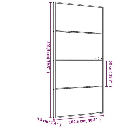 Glasdør 102,5×201,5 cm - hærdet glas og sort aluminium