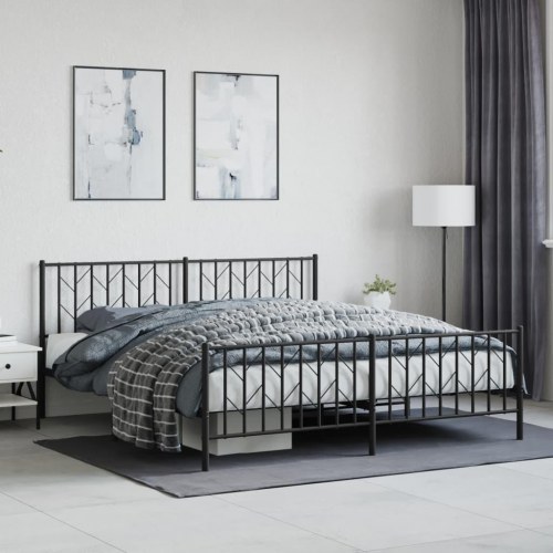 Sengeramme uden madras med fodgærde 180x200 cm sort