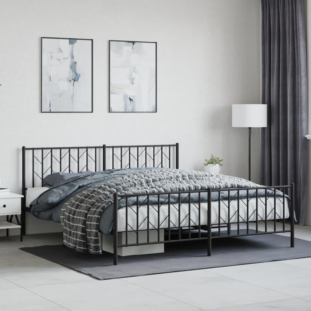 Sengeramme uden madras med fodgærde 180x200 cm sort