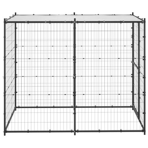 Udendørs hundebur med tag 110x220x180 cm stål