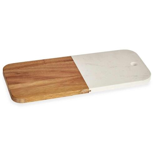 Skærebræt Hvid Marmor Akacie 18 x 1,5 x 38 cm (8 enheder)