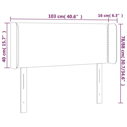 Sengegavl med LED-lys 103 x 16 x 78/88 cm - lysegrå