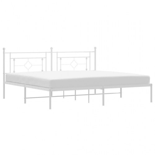 Sengeramme med sengegavl 193×203 cm - metal, hvid