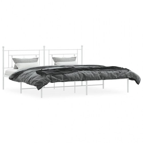 Sengeramme med sengegavl 193×203 cm - metal, hvid